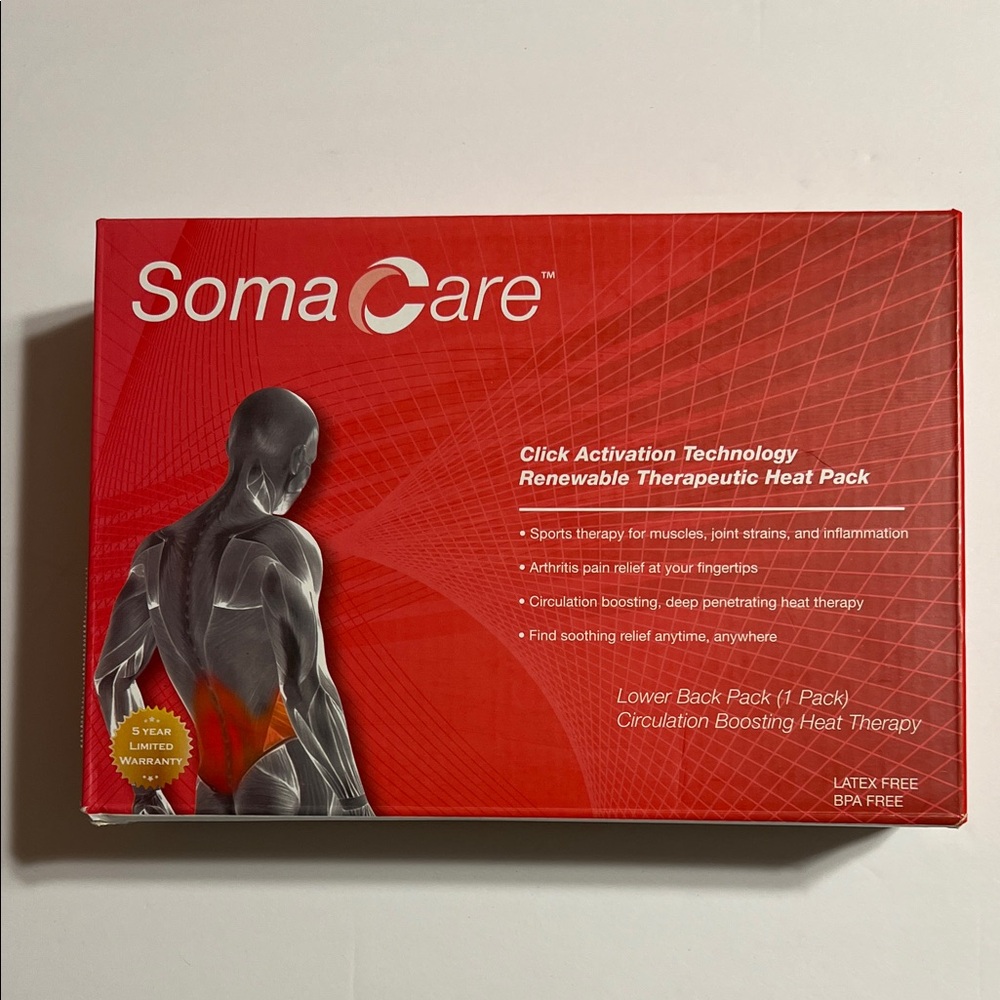 SomaCare Renewable Therapeutic Heat Pack for the Lower Back. Open Box.